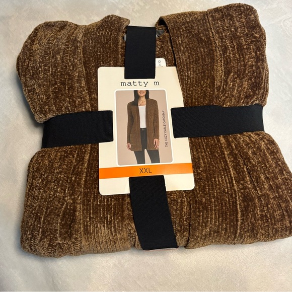 New Matty M Cardigan Size XXL Long sleeves Brown - Picture 3 of 12